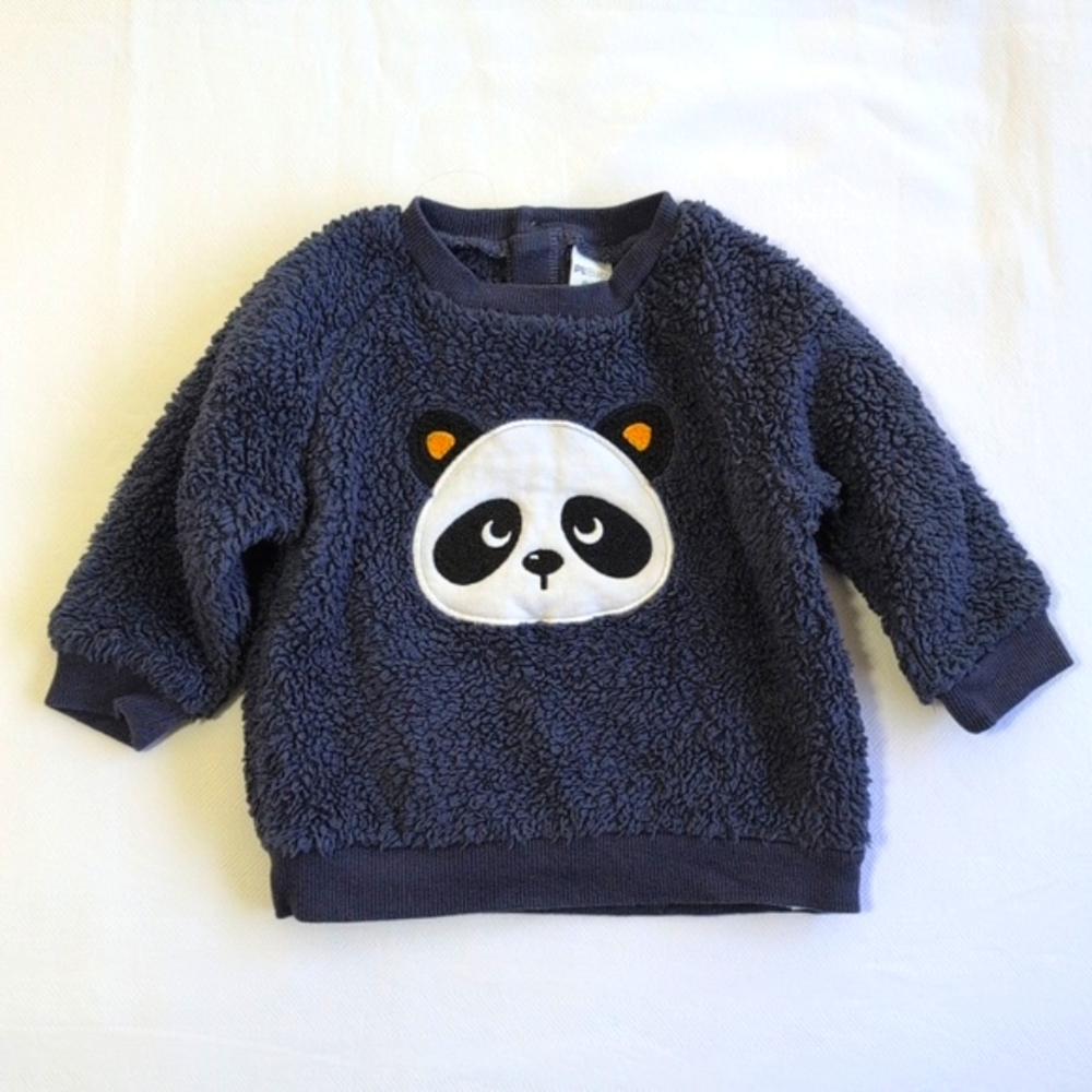petit lem panda bear fluffy fleece sweatshirt 9 months baby